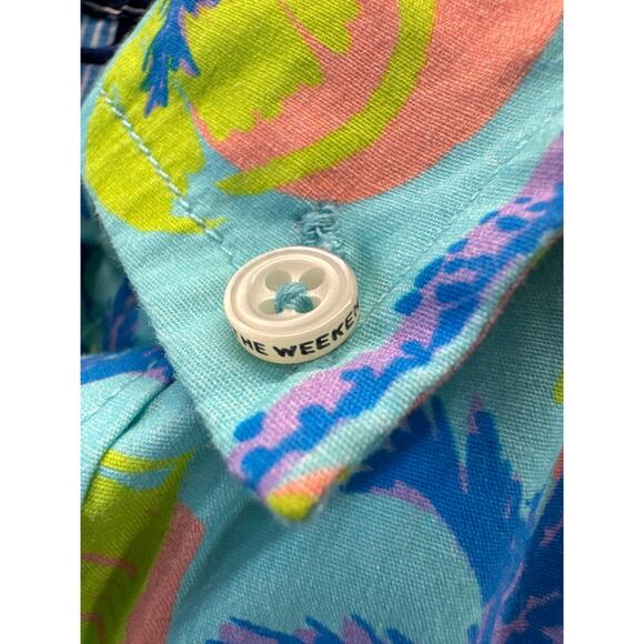 Chubbies The Idyllic Friday Shirt Mens Medium Blue Palm Tree Sunset 603223-063 - Picture 4 of 8